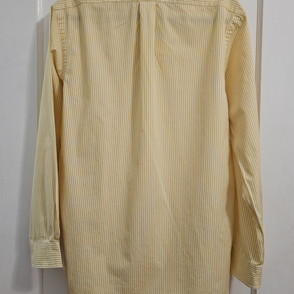 Ralph Lauren Dress Shirt Classic Fit Medium Yellow & White Stripes - Picture 13 of 16